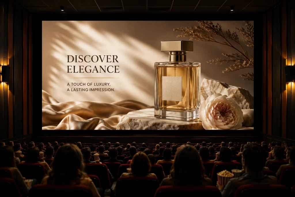 on screen ads commercials shown before the film or during intermission