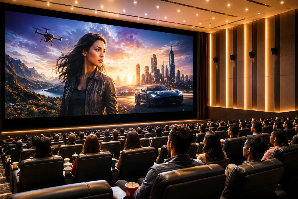 trailer style advertising ads produced in a cinematic format to blend naturally with the pre show experience